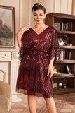 Robe rouge scintillante des années 20 avec paillettes