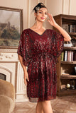 Robe rouge scintillante des années 20 avec paillettes