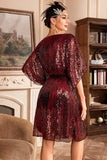 Robe rouge scintillante des années 20 avec paillettes