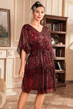 Robe rouge scintillante des années 20 avec paillettes