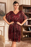 Robe rouge scintillante des années 20 avec paillettes