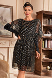 Robe paillettes années 20 avec manches Batwing