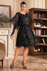 Charger l&#39;image dans la galerie, Batwing Manches Black Sequins 1920s Robe