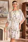 Robe paillettes noires des années 20 avec manches Batwing