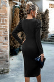 Bodycon Apricot Manches Longues Col Rond Robe de Travail
