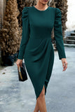 Bodycon Apricot Manches Longues Col Rond Robe de Travail
