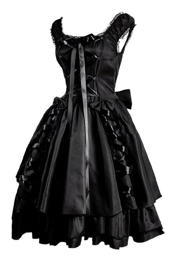 Robe vintage noire d’Halloween avec dentelle