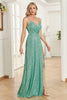 Charger l&#39;image dans la galerie, Sapghetti vert étincelant Longues robes de Soirée avec fente