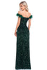 Charger l&#39;image dans la galerie, Sirène vert foncé paillettes scintillantes de la robe de Soirée à l’épaule avec fente