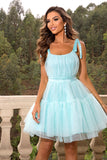 Rose vif A Line Tulle Robe de retour mignonne