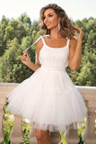 Rose vif A Line Tulle Robe de retour mignonne