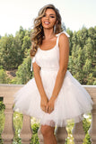 Rose vif A Line Tulle Robe de retour mignonne