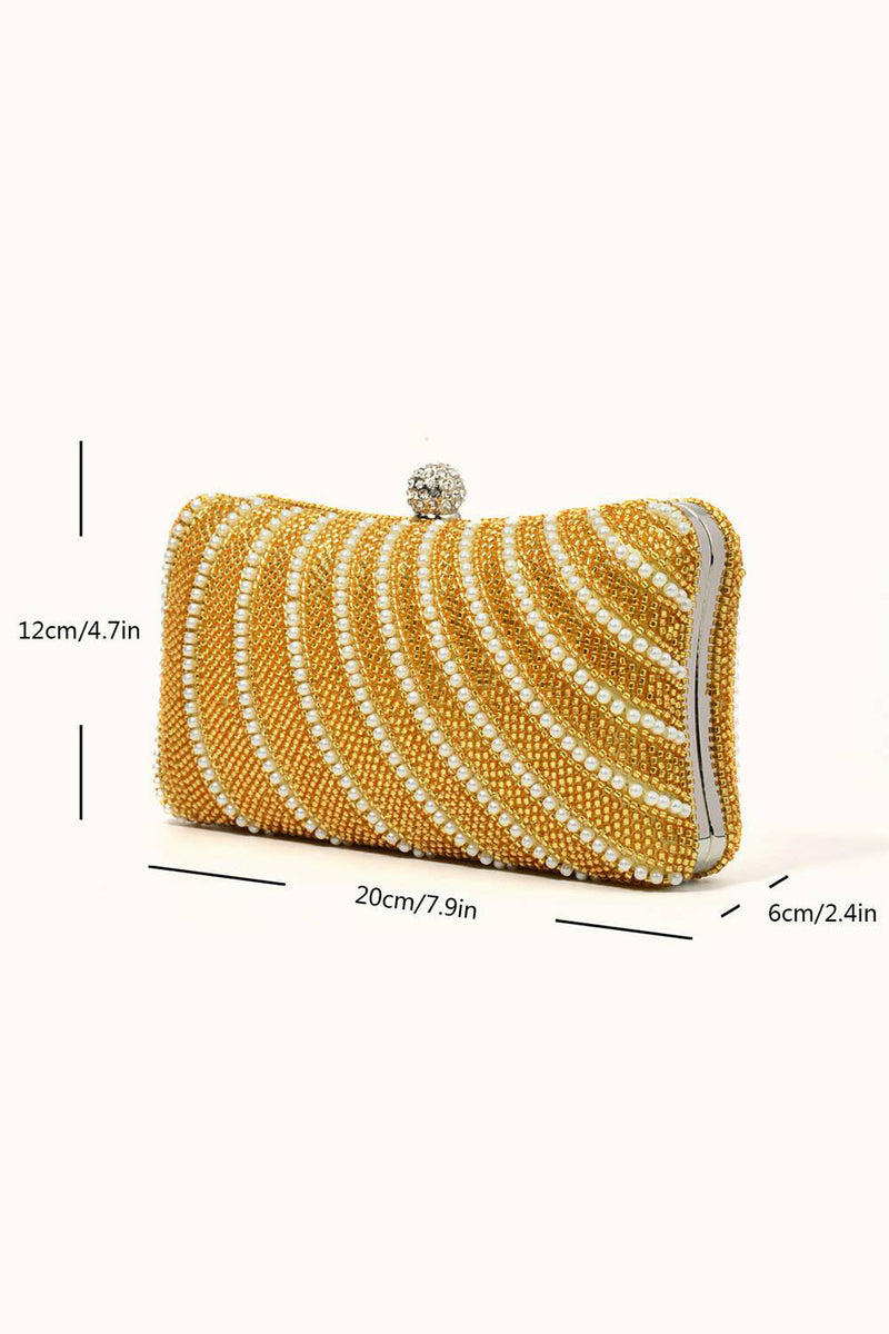 Charger l&#39;image dans la galerie, Sac d’embrayage Golden Sparkly Strass Pearl Pearl
