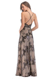 Sangle Spaghetti Noire Col V Profond Robe de soirée Longue