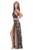 Sangle Spaghetti Noire Col V Profond Robe de soirée Longue