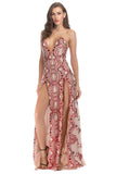 Sangle Spaghetti Noire Col V Profond Robe de soirée Longue