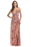 Sangle Spaghetti Noire Col V Profond Robe de soirée Longue
