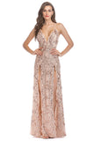 Sangle Spaghetti Noire Col V Profond Robe de soirée Longue