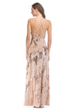 Sangle Spaghetti Noire Col V Profond Robe de soirée Longue