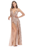 Sangle Spaghetti Noire Col V Profond Robe de soirée Longue