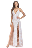 Sangle Spaghetti Noire Col V Profond Robe de soirée Longue