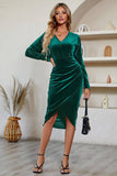 Robe de fête de fête en velours à manches longues noires