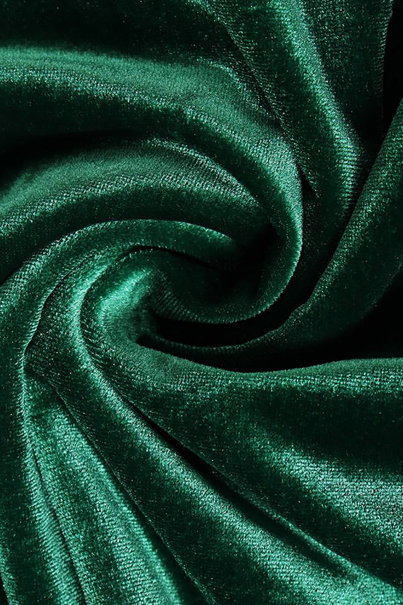 Charger l&#39;image dans la galerie, Robe de fête de Noël à manches longues vert foncé avec plissés
