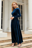 Manches longues Une ligne Velvet Robe de fête