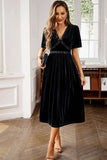 Velvet V-neck A Line Robe de fête de Noël