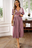 Velvet V-neck A Line Robe de fête de Noël