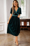 Velvet V-neck A Line Robe de fête de Noël