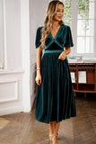 Velvet V-neck A Line Robe de fête de Noël