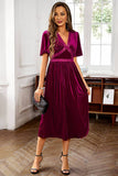 Velvet V-neck A Line Robe de fête de Noël