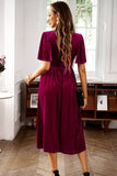Velvet V-neck A Line Robe de fête de Noël
