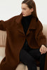 Charger l&#39;image dans la galerie, Manteau long en laine double face noir avec revers