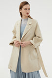Manteau en laine réversible à revers cranté noir avec ceinture