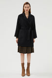 Manteau en laine réversible à revers cranté noir avec ceinture