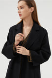 Manteau en laine réversible à revers cranté noir avec ceinture