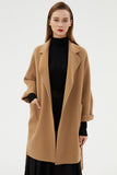 Manteau en laine réversible à revers cranté noir avec ceinture
