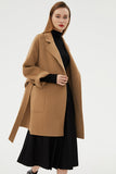 Manteau en laine réversible à revers cranté noir avec ceinture