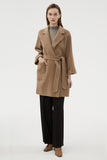 Manteau en laine réversible à revers cranté noir avec ceinture