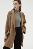 Manteau en laine réversible à revers cranté noir avec ceinture