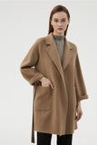 Manteau en laine réversible à revers cranté noir avec ceinture