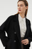 Charger l&#39;image dans la galerie, Manteau long en laine simple et mince noir avec double boutonnage