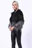 Manteau d’hiver noir à manches longues en fausse fourrure