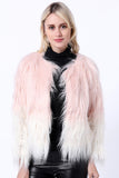 Manteau d’hiver noir à manches longues en fausse fourrure