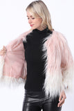 Manteau d’hiver noir à manches longues en fausse fourrure