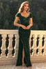 Charger l&#39;image dans la galerie, Paillettes scintillantes vert foncé à manches courtes chérie robe de vacances