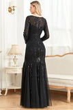 Robe formelle à paillettes sirène à manches longues