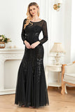 Robe formelle à paillettes sirène à manches longues